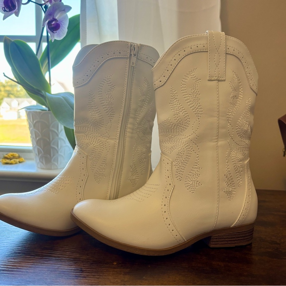 Dream Pairs White Kids Western Boots